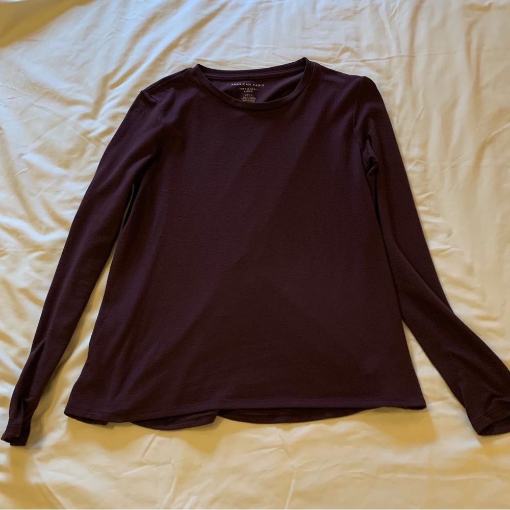 American eagle soft and sexy plush maroon long sleeve shirt.